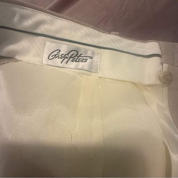 Greg Peters Men's Light Tan/Grey 100% Wool Dress Trousers Size 36 - Picture 4 of 8